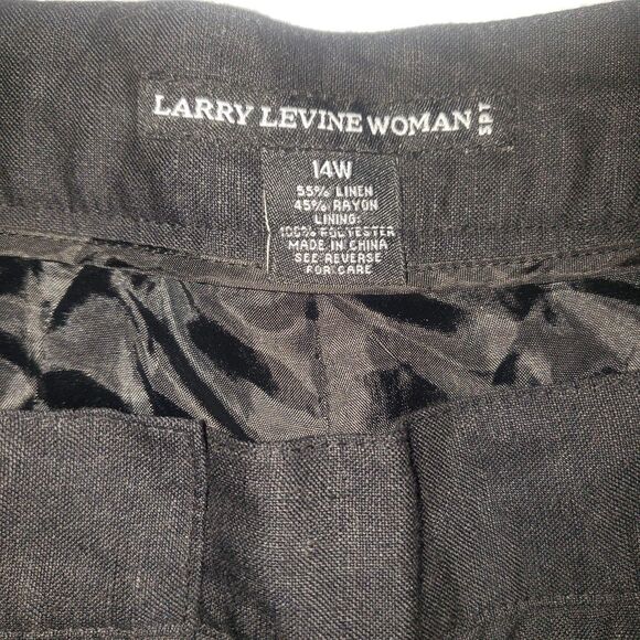 Larry Levine Woman Pants Womens 14W Black Linen Blend Beaded Hem Lined Cropped - Picture 6 of 8